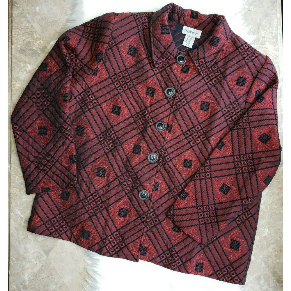APPARENZA Black & Red Button Front Jacket Size XL